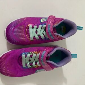 Skechers kids Go Run 600 Shimmer Speeder trainers in a pink/multi colorway